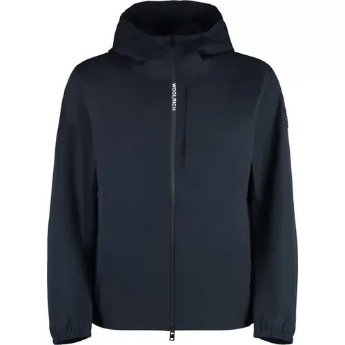 Hooded Nylon Jacket with Logo Patch , male, Sizes: XL, M - Woolrich - Modalova