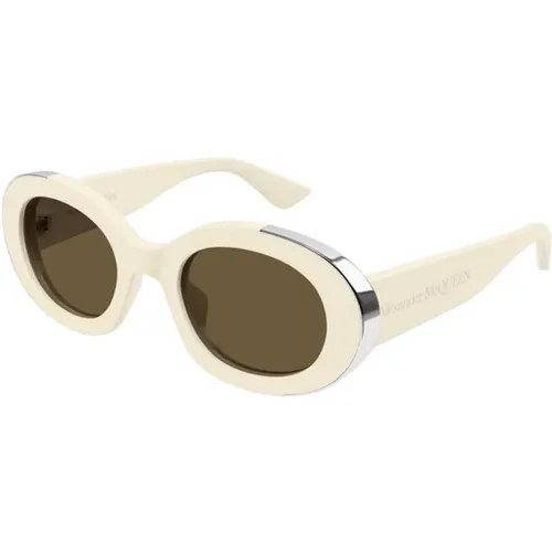 Ivory Brown Sunglasses Am0445S Model , unisex, Sizes: 51 MM - alexander mcqueen - Modalova