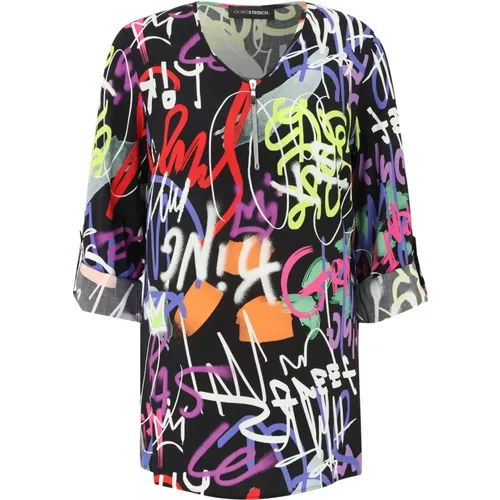 Bunte Graffiti-Print-Bluse , Damen, Größe: 2XL - DORIS S - Modalova