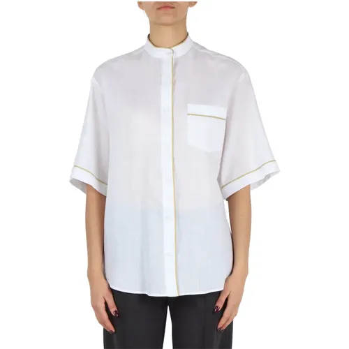 Decorative Linen Shirt , female, Sizes: S, M, XS - Fabiana Filippi - Modalova