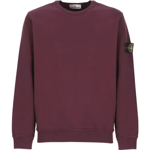 Bordeaux Cotton Sweatshirt Round Neck Long Sleeves , male, Sizes: M - Stone Island - Modalova