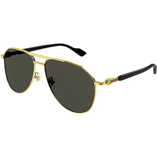 Gold /Grey Sunglasses , male, Sizes: 59 MM - Gucci - Modalova