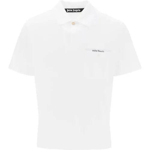 Sartorial Tape Piqué Polo Shirt,Weiß/Weiß Sartorial Tape Taschen Polo Aw23 - Palm Angels - Modalova