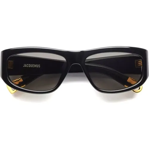 Schwarze ovale Sonnenbrille mit grauer Linse , Damen, Größe: ONE Size - Jacquemus - Modalova