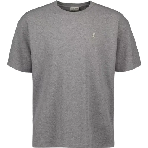 Besticktes Logo Baumwoll-T-Shirt , Herren, Größe: XL - Saint Laurent - Modalova
