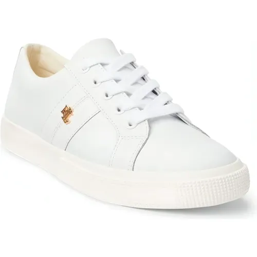 Weiße Ledersneakers für Frauen , Damen, Größe: 40 EU - Ralph Lauren - Modalova