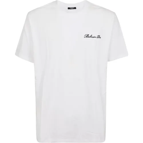 Weiße T-Shirts & Polos für Männer , Herren, Größe: M - Balmain - Modalova