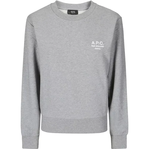 Grauer Boxy Fit Sweatshirt mit Besticktem Logo , Damen, Größe: L - A.P.C. - Modalova