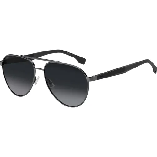 S Sunglasses, Dark Ruthenium Grey/Grey Shaded , male, Sizes: 60 MM - Hugo Boss - Modalova