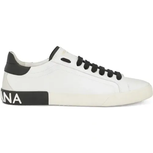 Weiße flache Schuhe mit Logo - Dolce & Gabbana - Modalova