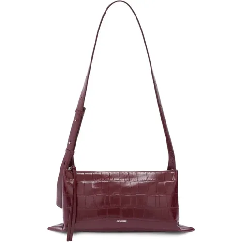 Burgundy Empire Croc Bag , female, Sizes: ONE SIZE - Jil Sander - Modalova