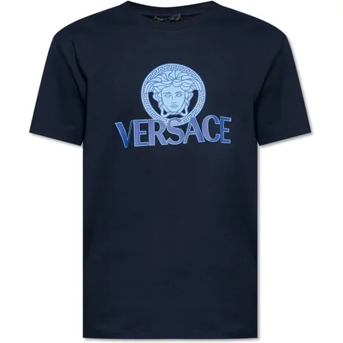 T-Shirt mit Logo , Herren, Größe: L - Versace - Modalova