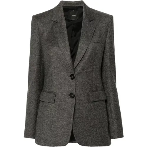 Grauer einreihiger Ruota-Blazer,Gewebte Melange Jacke mit Revers - pinko - Modalova