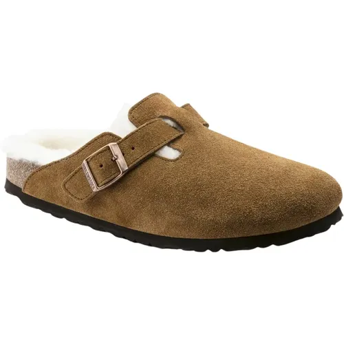 Shearling Clogs Braun Wildleder Komfort , Damen, Größe: 38 EU - Birkenstock - Modalova