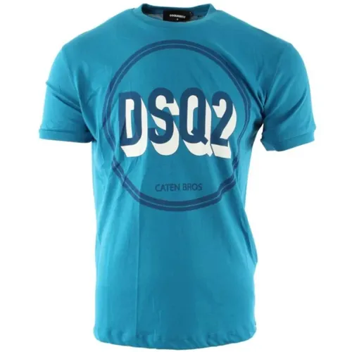 Stylisches Blaues Herren T-Shirt , Herren, Größe: S - Dsquared2 - Modalova