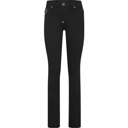 Schwarze Heart Skinny Fit Jeggings , Damen, Größe: W27 - Philipp Plein - Modalova