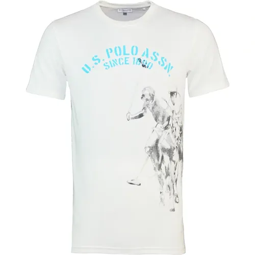 Stylisches Polo T-Shirt mit Rundhals , Herren, Größe: L - U.s. Polo Assn. - Modalova