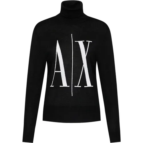 Wool Sweatshirt Aw24 Polo Neck , female, Sizes: L, S, XS, M - Armani Exchange - Modalova