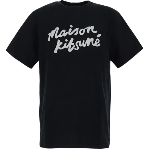 Baumwoll T-Shirt , Herren, Größe: M - Maison Kitsuné - Modalova