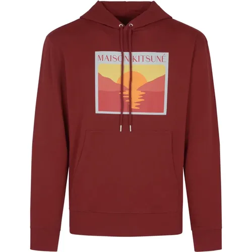 Sunset Postcard Hoodie , male, Sizes: L - Maison Kitsuné - Modalova