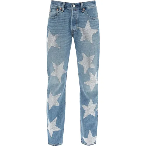 Straight Jeans,Rhinestone Star Straight Jeans - Collina Strada - Modalova