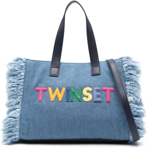 Denim Twin-Set Taschen mit Fransendetails , Damen, Größe: ONE Size - Twinset - Modalova