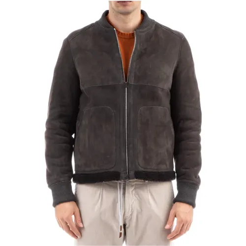 Grey Baseball Collar Full Zip Jacket , male, Sizes: L, XL - Salvatore Santoro - Modalova