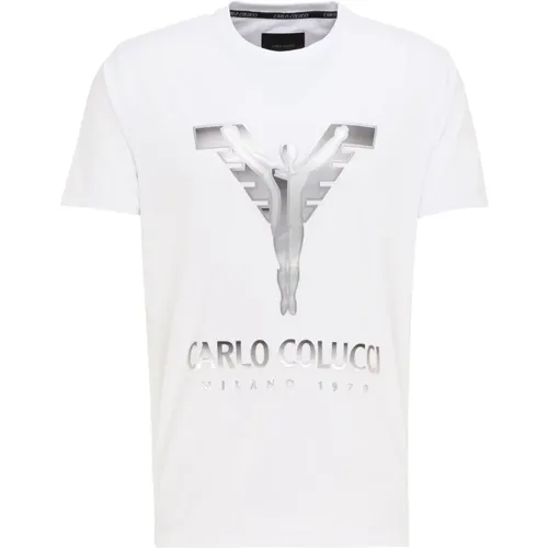 Herren T-Shirt mit Glanzdruck Clementi - carlo colucci - Modalova