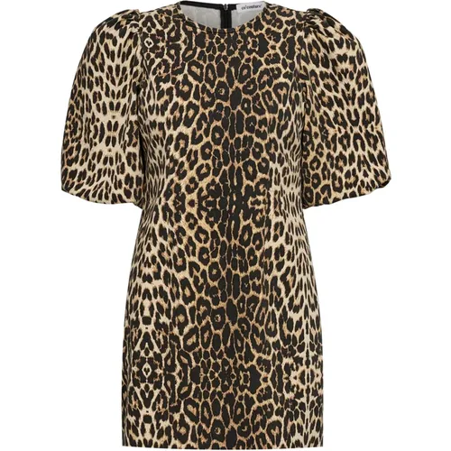 Leopardenmuster Puffärmel Kleid , Damen, Größe: M - Co'Couture - Modalova