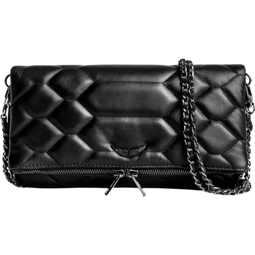 Schwarze Rock Mat XL Scale gesteppte Lederhandtasche für Frauen - Zadig & Voltaire - Modalova