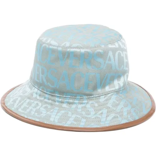 Logo Print Bucket Hat , male, Sizes: 59 CM - Versace - Modalova