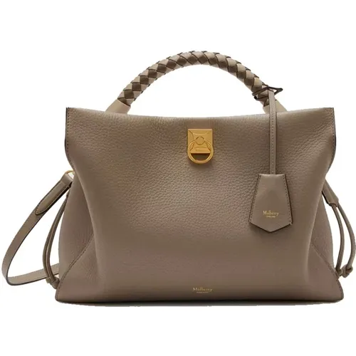 Iris Solid Grey Leather Handbag , female, Sizes: ONE SIZE - Mulberry - Modalova
