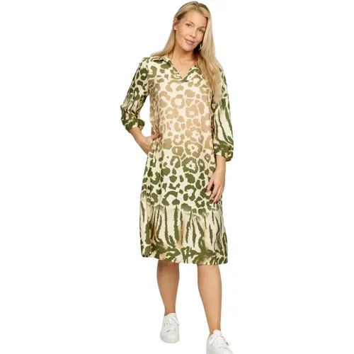 Leopard Print Dress Khaki Fly , female, Sizes: 2XL - 2-Biz - Modalova
