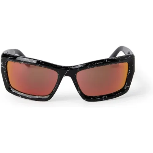 Rechteckige Sonnenbrille mit 3D-Fräsdetails - Palm Angels - Modalova