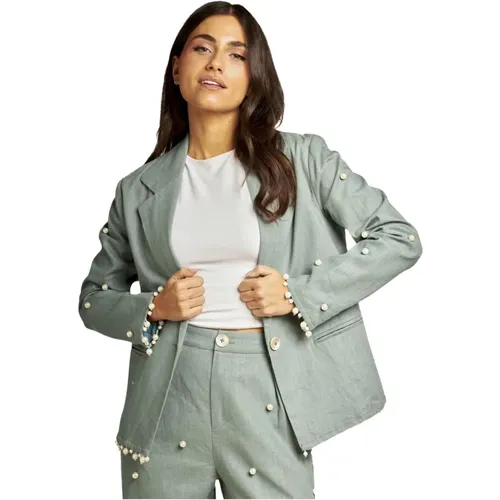 Pearl Lapel Jacket , female, Sizes: L, M - Alma en Pena - Modalova