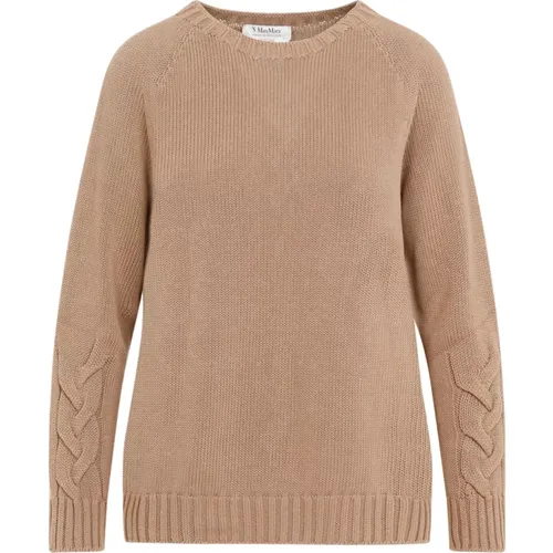 Eleganter Nude Pullover mit Zopfmuster Aw24 , Damen, Größe: L - Max Mara - Modalova