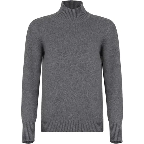 Grey High Neck Cashmere Sweater , female, Sizes: M, S - Gran Sasso - Modalova