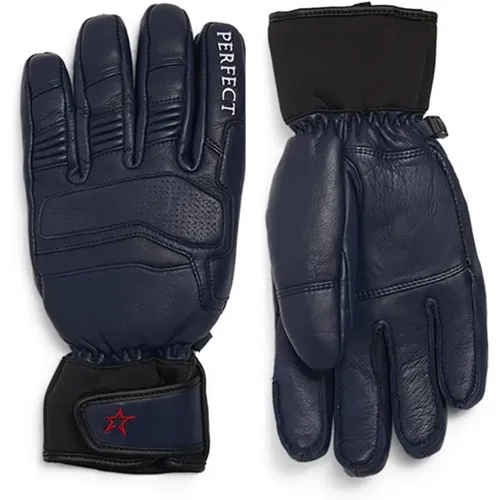 Navy Ski Gloves with Embroidered Details , female, Sizes: XS, S - Perfect Moment - Modalova