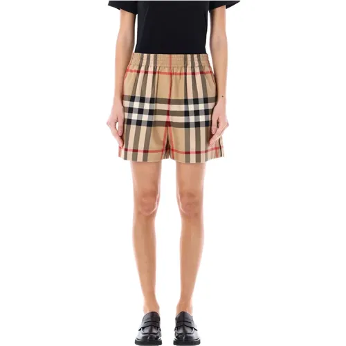 Women's Clothing Shorts Archive Beige Ip Chk Ss24 , female, Sizes: 2XS, 3XS, 4XS - Burberry - Modalova