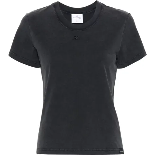 Grey AC Straight Stonewashed T-shirt , female, Sizes: S, L, M - Courrèges - Modalova