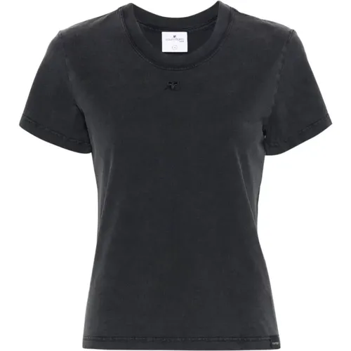 Grey AC Straight Stonewashed T-shirt , female, Sizes: XS, L - Courrèges - Modalova