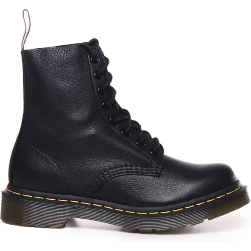 Schwarze Lederstiefel mit Rillen , Damen, Größe: 36 EU - Dr. Martens - Modalova