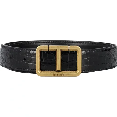 Gold Croc ScoT Belt , male, Sizes: 95 CM - Tom Ford - Modalova