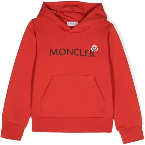 Roter Logo-Print Kapuzenpullover - Moncler - Modalova