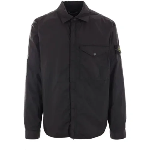 Schwarze Crinkle Reps R-Ny Jacke , Herren, Größe: XL - Stone Island - Modalova