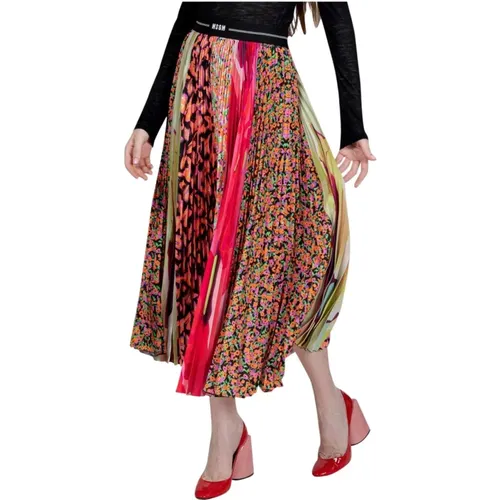 Patchwork Pleated Skirt , female, Sizes: S - Msgm - Modalova