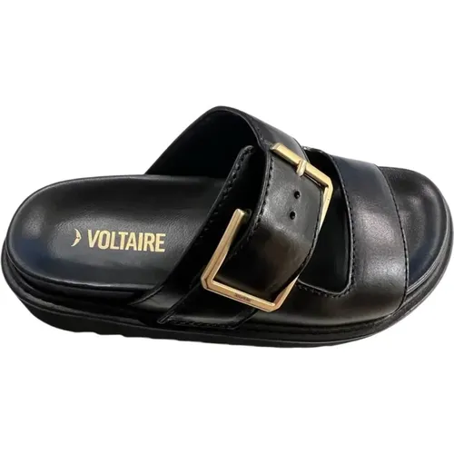Alpha Leather Slide Sandals , female, Sizes: 4 UK - Zadig & Voltaire - Modalova