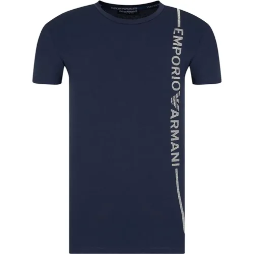 Baumwollmischung Rundhals Logo T-Shirt , Herren, Größe: M - Emporio Armani - Modalova