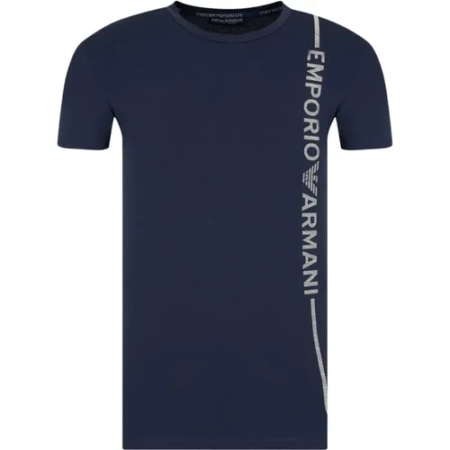 Baumwollmischung Rundhals Logo T-Shirt , Herren, Größe: XL - Emporio Armani - Modalova