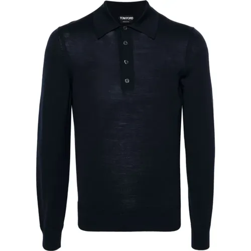 Wool Knit Polo Shirt , male, Sizes: XL, M - Tom Ford - Modalova